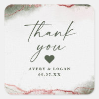 Modern Abstract Terra Rosa Pink Wedding Thank You