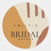 MODERN ABSTRACT TERRACOTTA ARTISTIC BRIDAL SHOWER CLASSIC ROUND STICKER (Front)