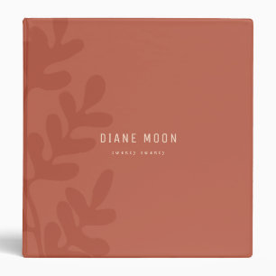 Modern Abstract Terracotta Brown Botanical Leaves 3 Ring Binder