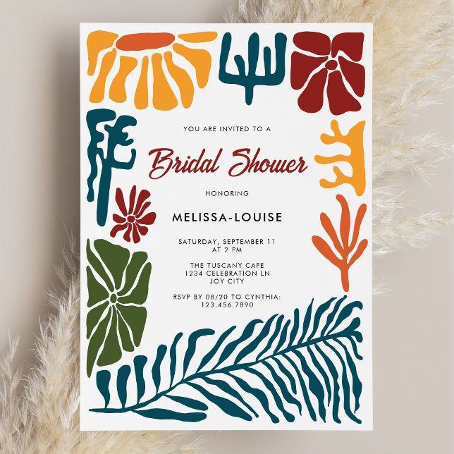 Modern Abstract Terracotta Floral Bridal Shower Invitation (Creator Uploaded)