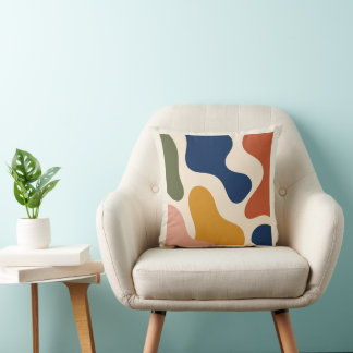 modern Abstract Terracotta Ochre Shapes Cushion