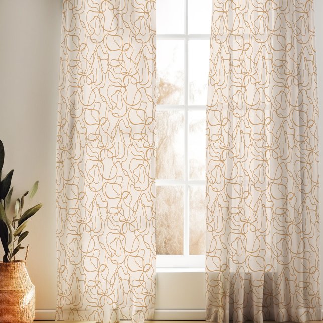 Modern Abstract Terracotta Pattern Sheer Curtains (Creator Uploaded)