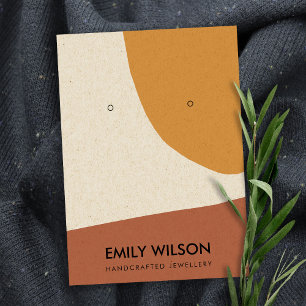 MODERN ABSTRACT TERRACOTTA RED ART EARRING DISPLAY BUSINESS CARD