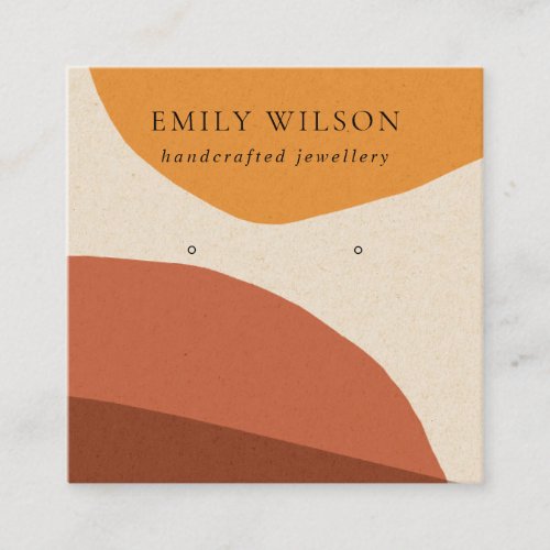 MODERN ABSTRACT TERRACOTTA RED ART EARRING DISPLAY SQUARE BUSINESS CARD