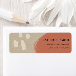 MODERN ABSTRACT TERRACOTTA RED KRAFT ADDRESS LABEL