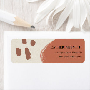 MODERN ABSTRACT TERRACOTTA RED KRAFT ADDRESS LABEL