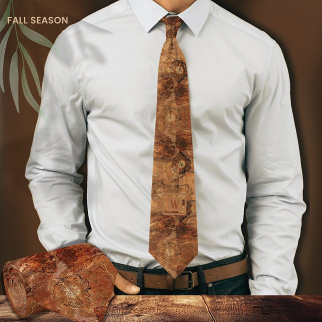Modern Abstract Terracotta Rustic Brown Monogram  Neck Tie (Modern Abstract Terracotta Rustic Brown Monogram Neck Tie)