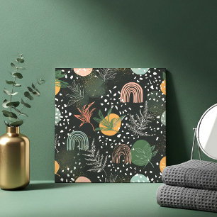 Modern Abstract Terrazzo & Botanical Collage Ceramic Tile