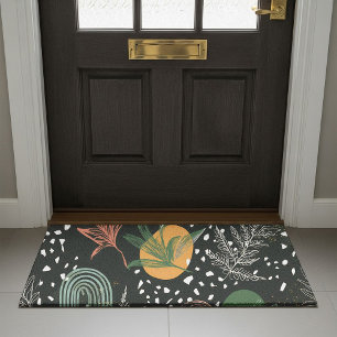 Modern Abstract Terrazzo & Botanical Collage Doormat