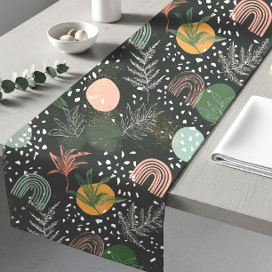 Modern Abstract Terrazzo & Botanical Collage Short Table Runner
