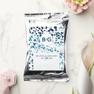 Modern Abstract Terrazzo Mosaic Blue Wedding Coffee Drink Mix