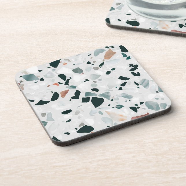 Modern Abstract Terrazzo Pattern Beverage Coaster (Left Side)