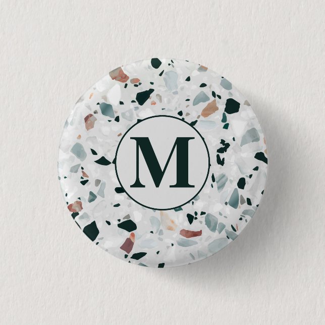 Modern Abstract Terrazzo Pattern Button (Front)