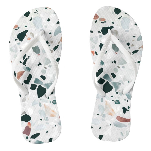 Modern Abstract Terrazzo Pattern Flip Flops (Footbed)