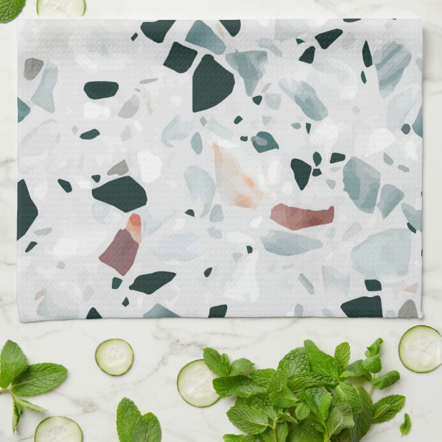 Modern Abstract Terrazzo Pattern Kitchen Towel (Folded)
