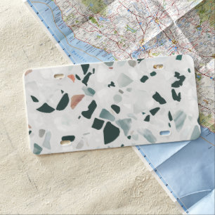 Modern Abstract Terrazzo Pattern License Plate