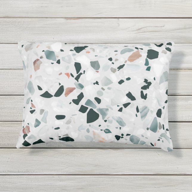 Modern Abstract Terrazzo Pattern Outdoor Pillow (Back)