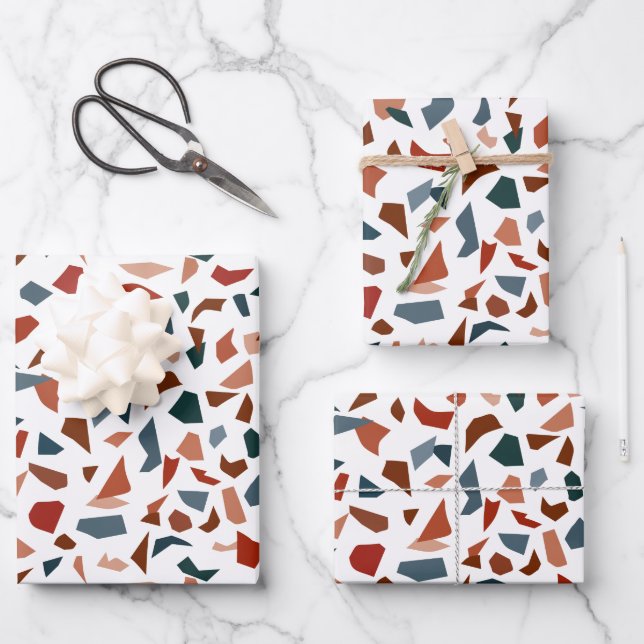 Modern Abstract Terrazzo Pattern Wrapping Paper Sheets (Front)