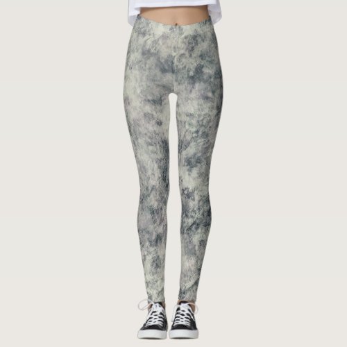 Modern Abstract Textured Grey Lavender Sage Green Leggings