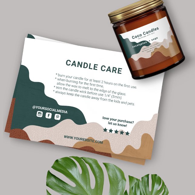 Modern Abstract Thank You Candle Care Card (Creator Uploaded)