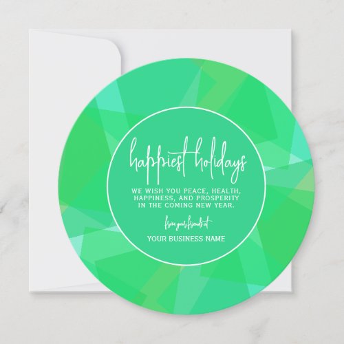 Modern Abstract Transparent Color Green _ Happiest Holiday Card