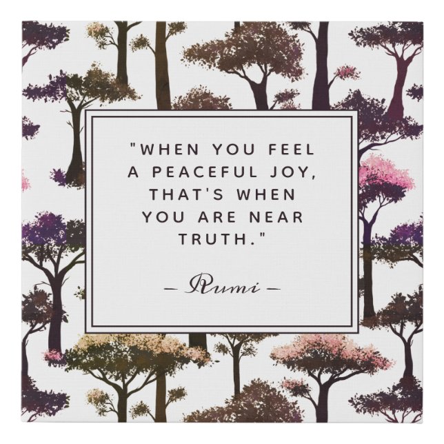 Modern Abstract Tree Art Inspirational Rumi Quote Faux Canvas Print (Front)