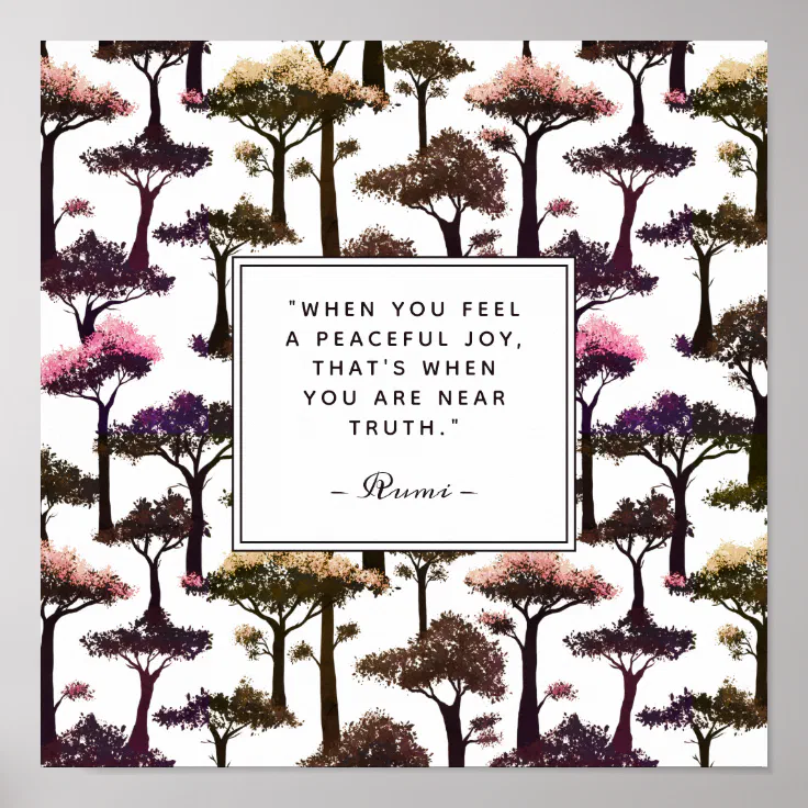 Modern Abstract Tree Art Inspirational Rumi Quote Poster Zazzle