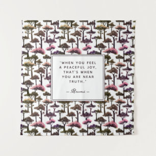 Modern Abstract Tree Art Inspirational Rumi Quote Tapestry