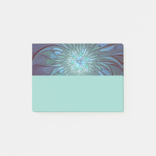 Modern Abstract Trendy Blue Flower Fractal Art Post-it Notes