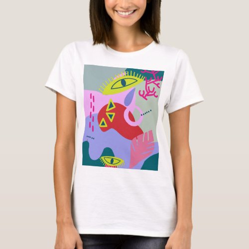 Modern abstract trendy colorful art graphic T_Shirt
