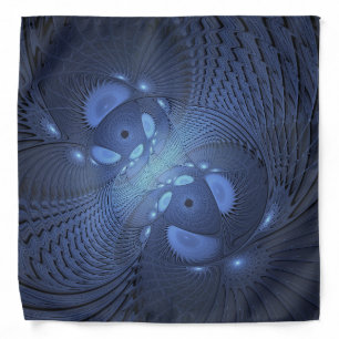 Modern Abstract Trendy Dusk Blue Fractal Art Bandana