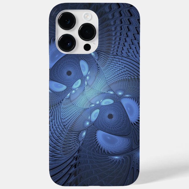 Modern Abstract Trendy Dusk Blue Fractal Art Case-Mate iPhone Case (Back)