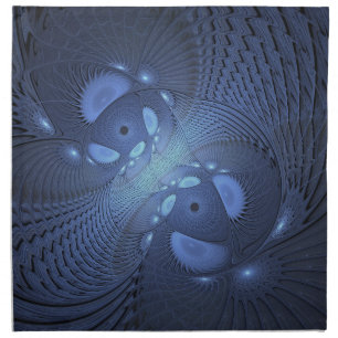 Modern Abstract Trendy Dusk Blue Fractal Art Cloth Napkin
