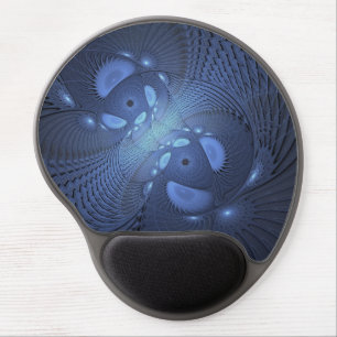 Modern Abstract Trendy Dusk Blue Fractal Art Gel Mouse Pad