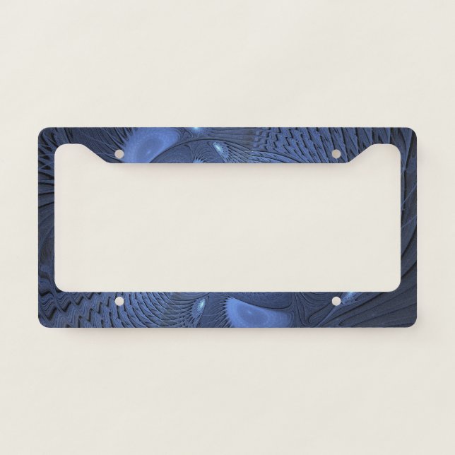 Modern Abstract Trendy Dusk Blue Fractal Art License Plate Frame (Front)