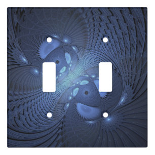 Modern Abstract Trendy Dusk Blue Fractal Art Light Switch Cover