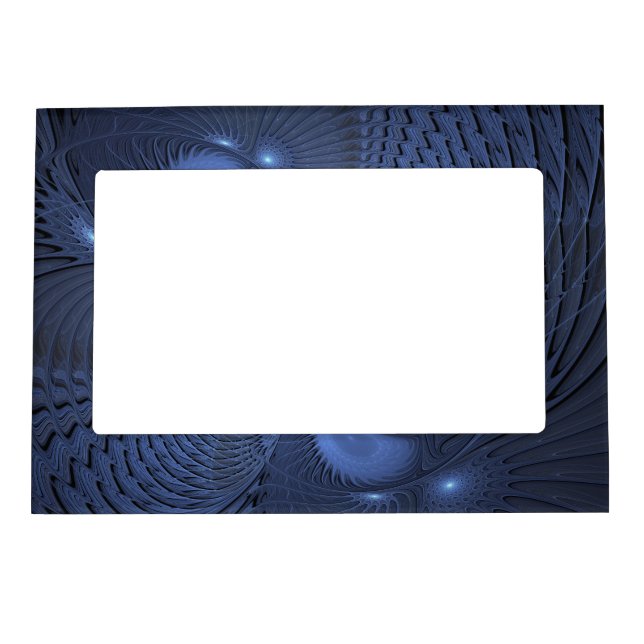 Modern Abstract Trendy Dusk Blue Fractal Art Magnetic Frame (Front)