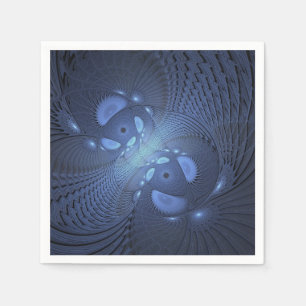 Modern Abstract Trendy Dusk Blue Fractal Art Napkins