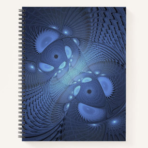 Modern Abstract Trendy Dusk Blue Fractal Art Notebook