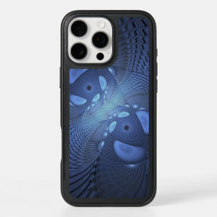 Modern Abstract Trendy Dusk Blue Fractal Art iPhone 16 Pro Max Case