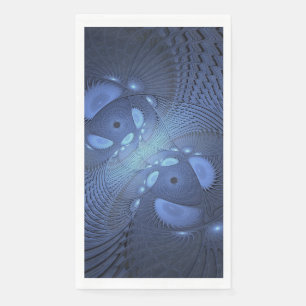 Modern Abstract Trendy Dusk Blue Fractal Art Paper Guest Towels
