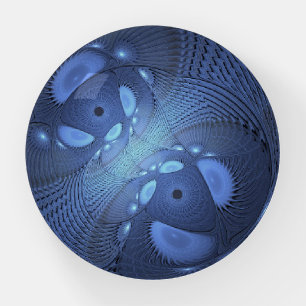 Modern Abstract Trendy Dusk Blue Fractal Art Paperweight