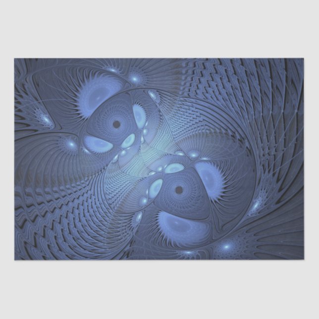 Modern Abstract Trendy Dusk Blue Fractal Art Tissue Paper (Front)