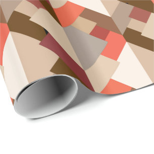 Modern Abstract Triangles, Brown, Taupe and Orange Wrapping Paper