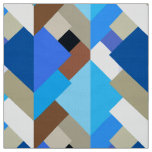 Modern Abstract Triangles, Cobalt Blue and Brown Fabric