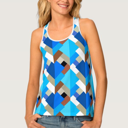 Modern Abstract Triangles Cobalt Blue and Brown  Tank Top