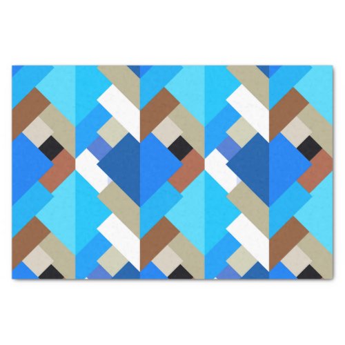 Modern Abstract Triangles Cobalt Blue and Brown Tissue Paper