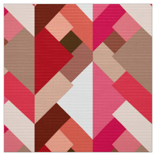 Modern Abstract Triangles, Coral Red and Pink Fabric