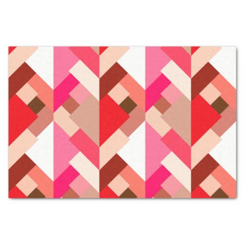 Modern Abstract Triangles Coral Red and Pink Tissue Paper