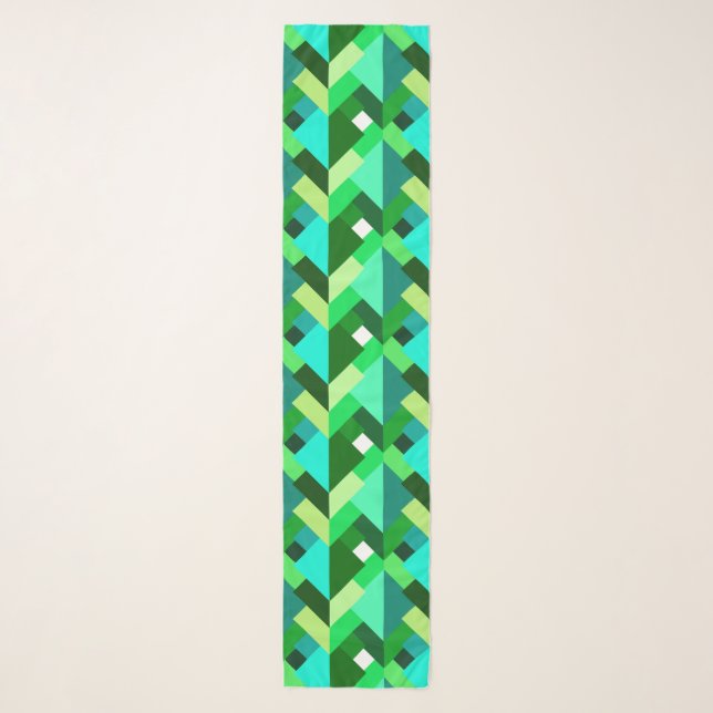 Modern Abstract Triangles, Emerald Green and Aqua Scarf (Front)